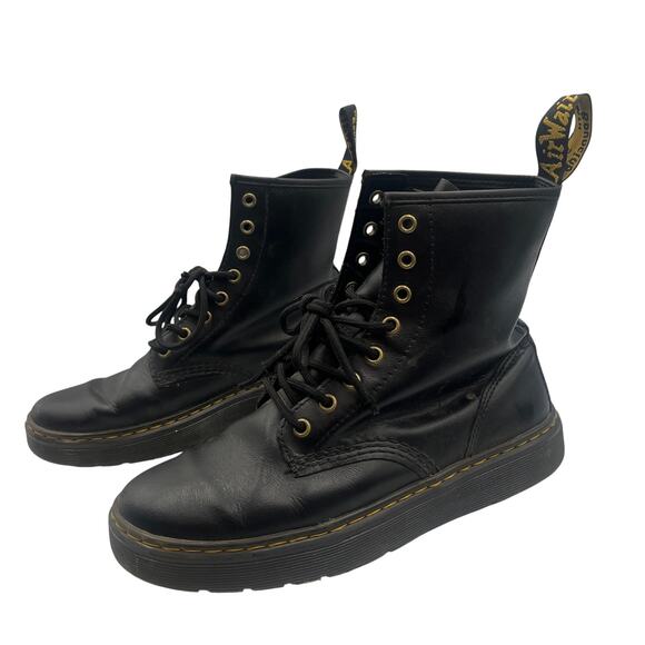 Dr. Martens Shoes - Dr. Martens Women's Black Leather Lace-Up Combat Boots